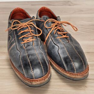 Allen Edmonds Voyager Oxford Shoes Size 9.5 D Mens Navy Orange Laces Trim 6183